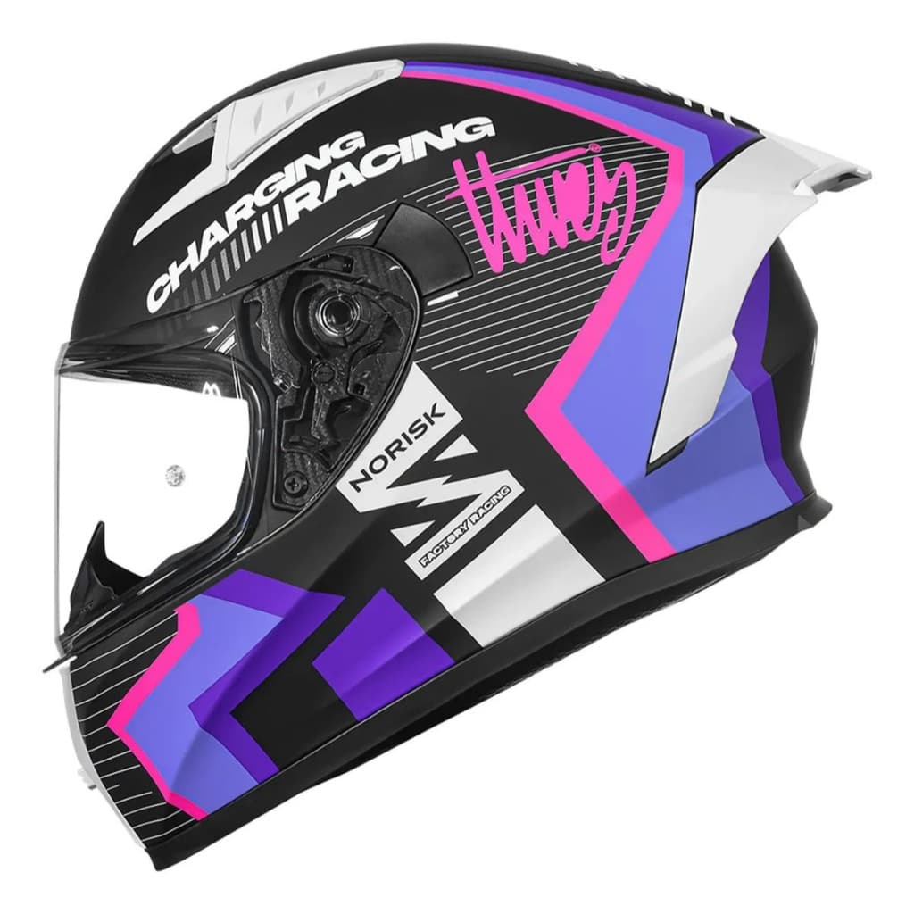 Capacete Norisk Flow Vizion Roxo Fechado Com Spoiler                                               .
