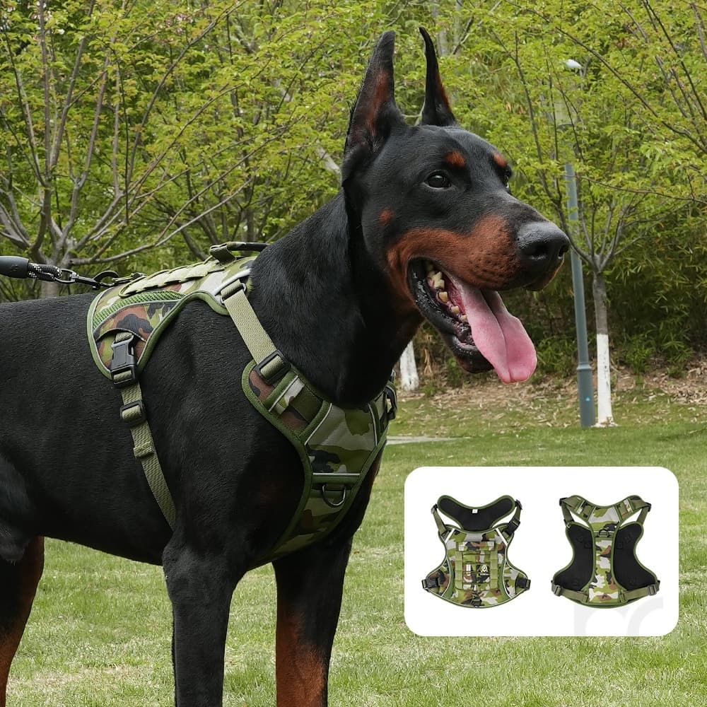 Peitoral Militar para Cachorro Grande Porte Ajustável com Velcro e Alça de Controle