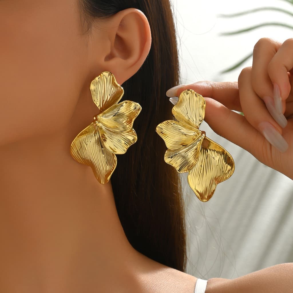 Designer Metal Leaf Stud Earrings Ouro Prata Femininos Brincos Piercing Presentes