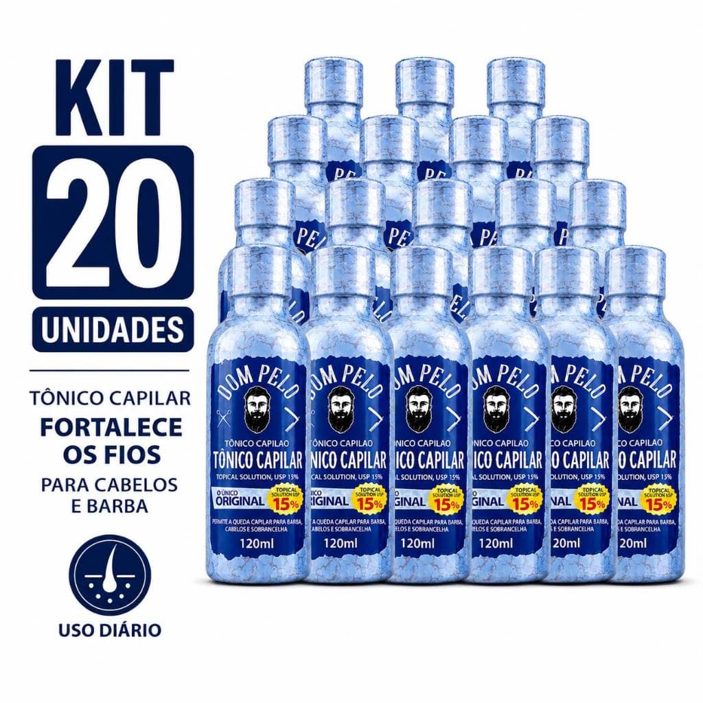 Kit 20 unidades Dom Pelo Original - Tônico Capilar para Cabelo, Barba e Sobrancelha envio imediato