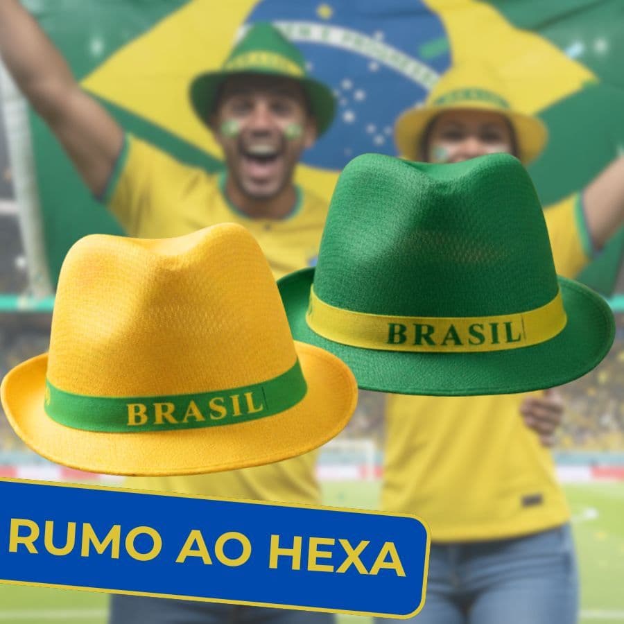Chapéu Panamá Verde Amarelo Brasil Torcedor Copa Do Mundo 2026 Praia Carnaval Futebol Unissex