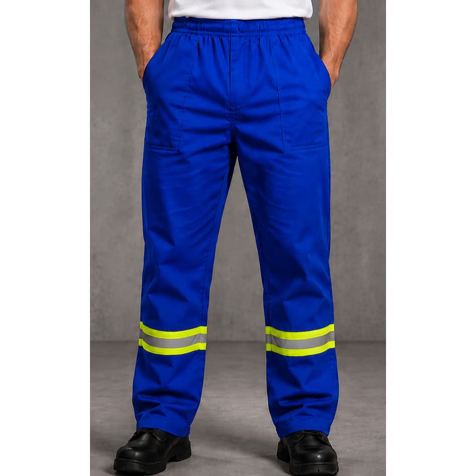 Calça Brim Com Refletivo Uniforme Serviços Gerais Fardamento Trabalho Noturno EPI Calça Para Mecânico Manutenção