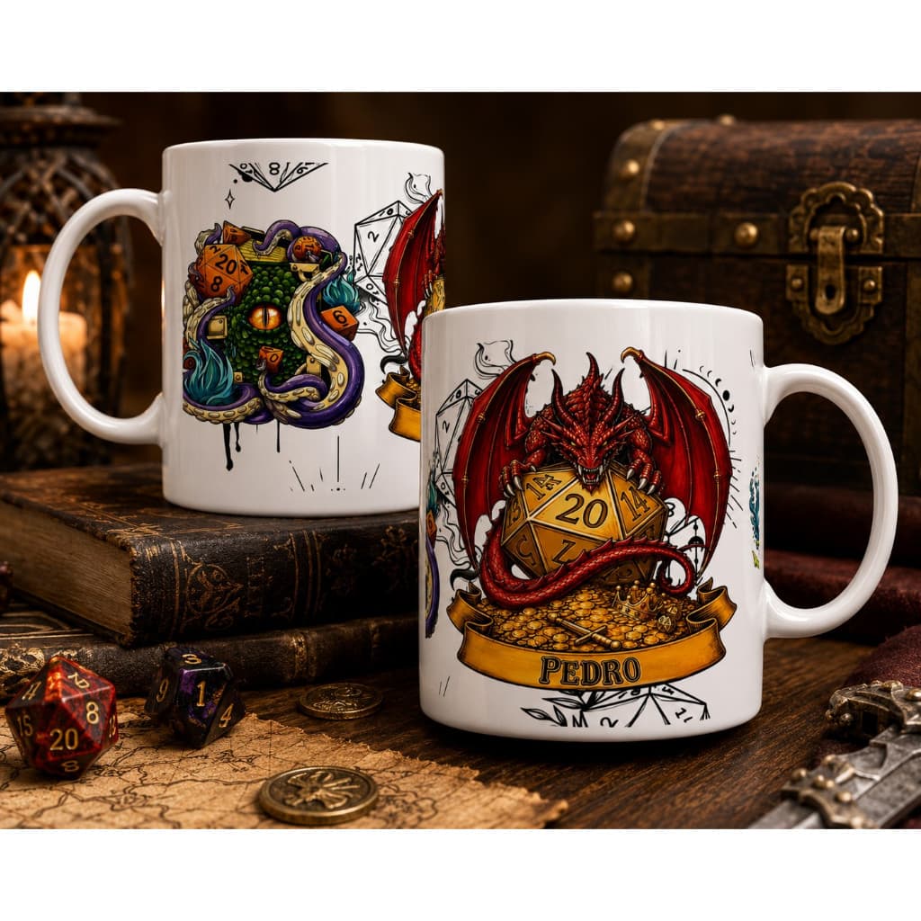 caneca personalizada RPG D&D xicara dragão
