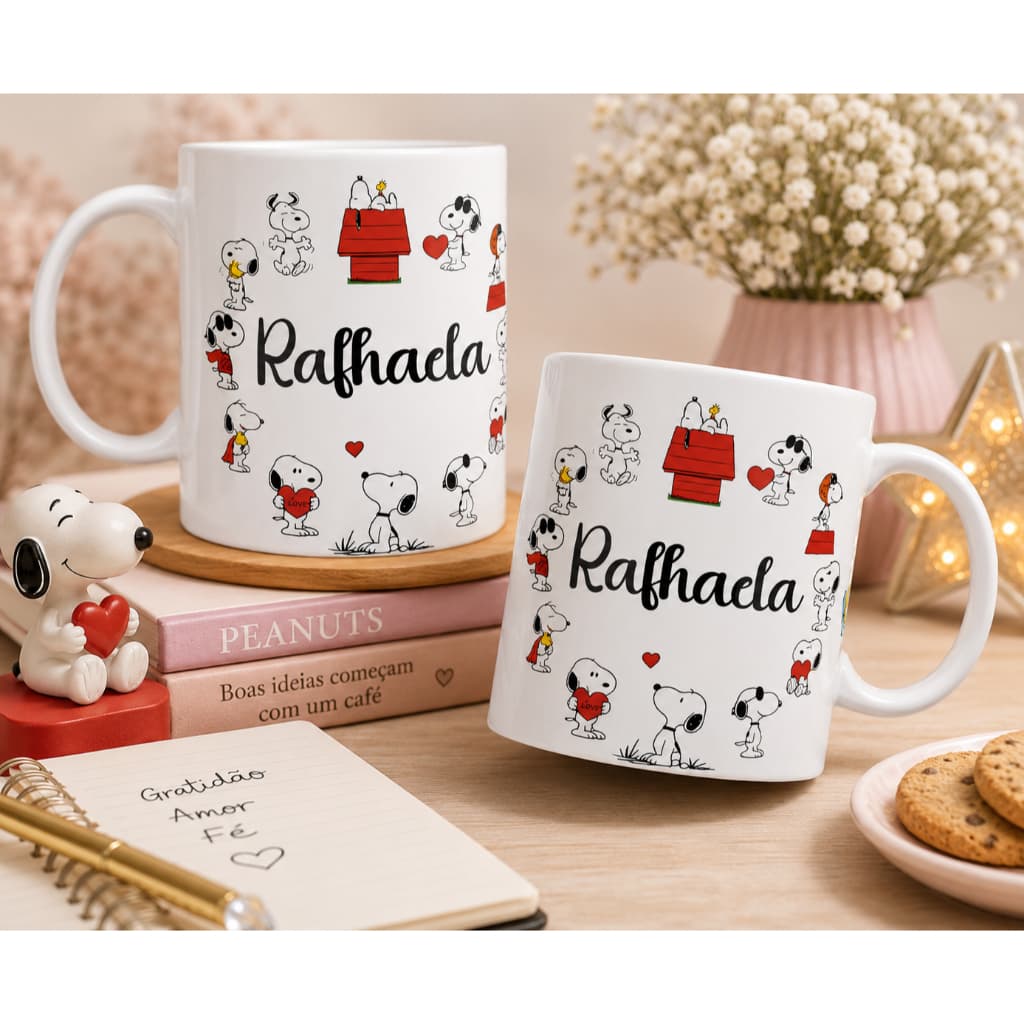 Caneca Personalizada Snoopy xicara com nome