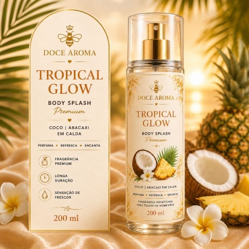 ✨ Body Splash Premium Tropical Glow – Coco & Abacaxi em Calda | 200ml ✨