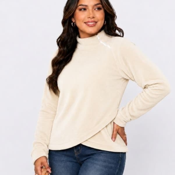Blusa De Frio Casaco Feminina  Gola Alta Inverno Confortável Ultra Soft Premium M G GG