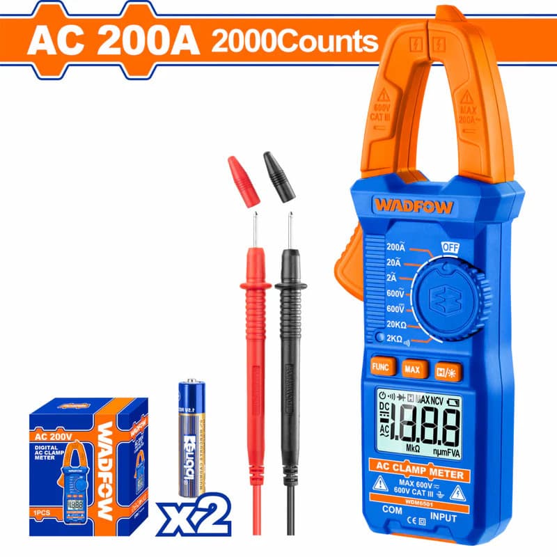 AMPERÍMETRO DIGITAL AC 200A (Tipo Alicate) PROFISSIONAL - WADFOW