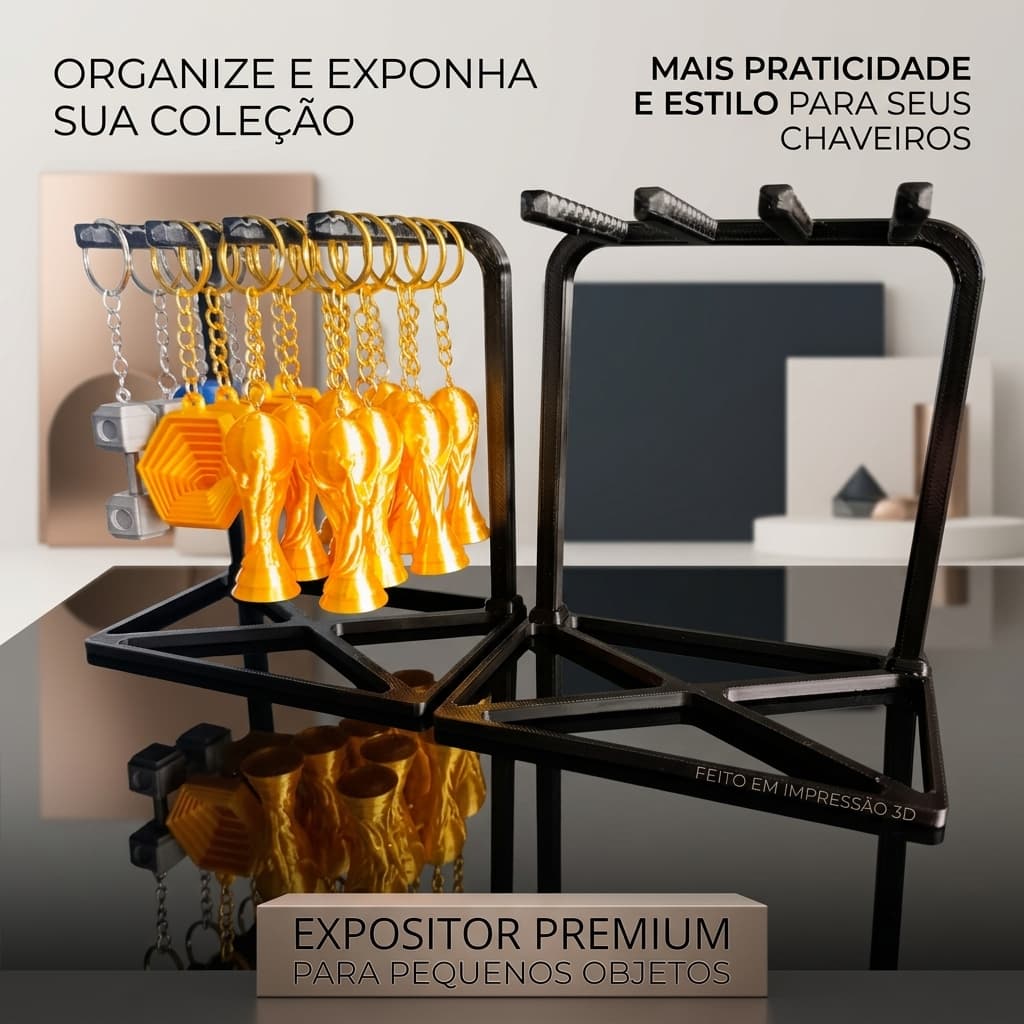 Suporte Expositor 3D para Chaveiros e Itens Decorativos - Display Premium