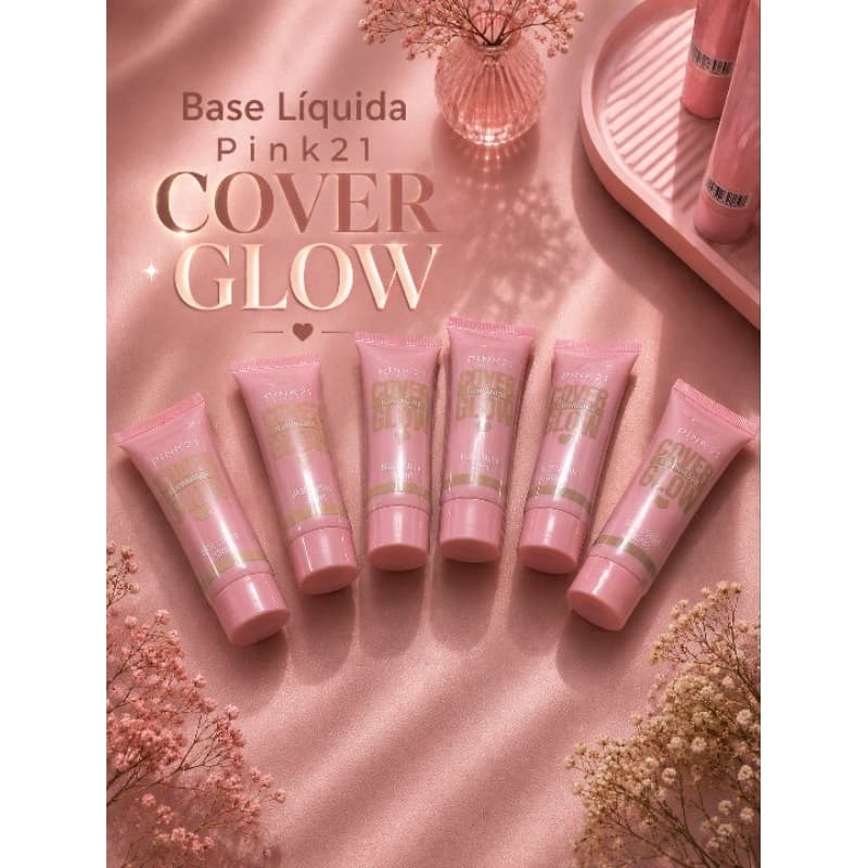 Base Líquida Glowy Pink21 Cover Glowy Cobertura Suave
