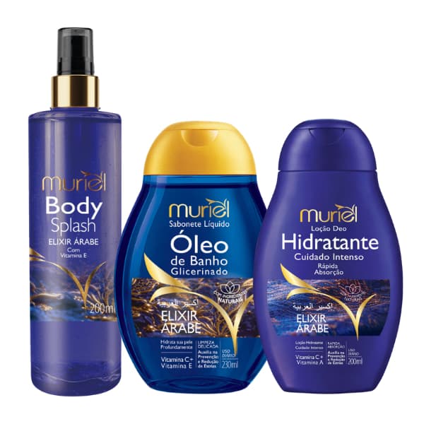 Kit 3 Óleo Corporal Muriel Elixir Árabe Após-Banho E Banho Anti Estrias