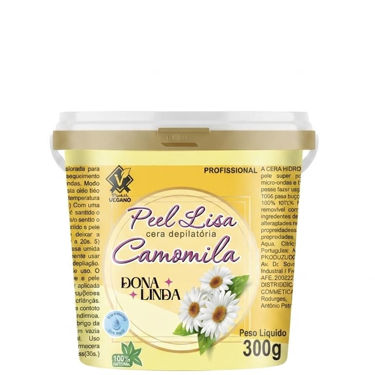 Cera Depilatoria Hidrossolúvel Peel Lisa Camomila Dona Linda 300g | Cera Vegana Microondas
