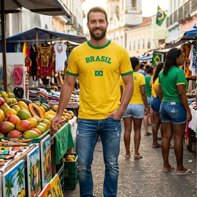 Camiseta Brasil Dry Fit Respiravel, Casual, Camisa