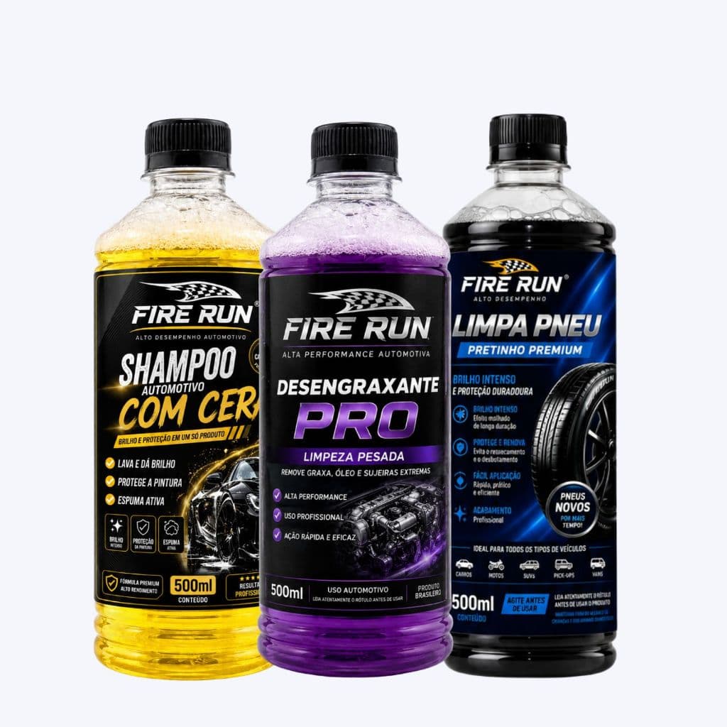Kit Automotivo Completo Limpeza Pneu + Motor + Lataria Firerun 3x 500ml