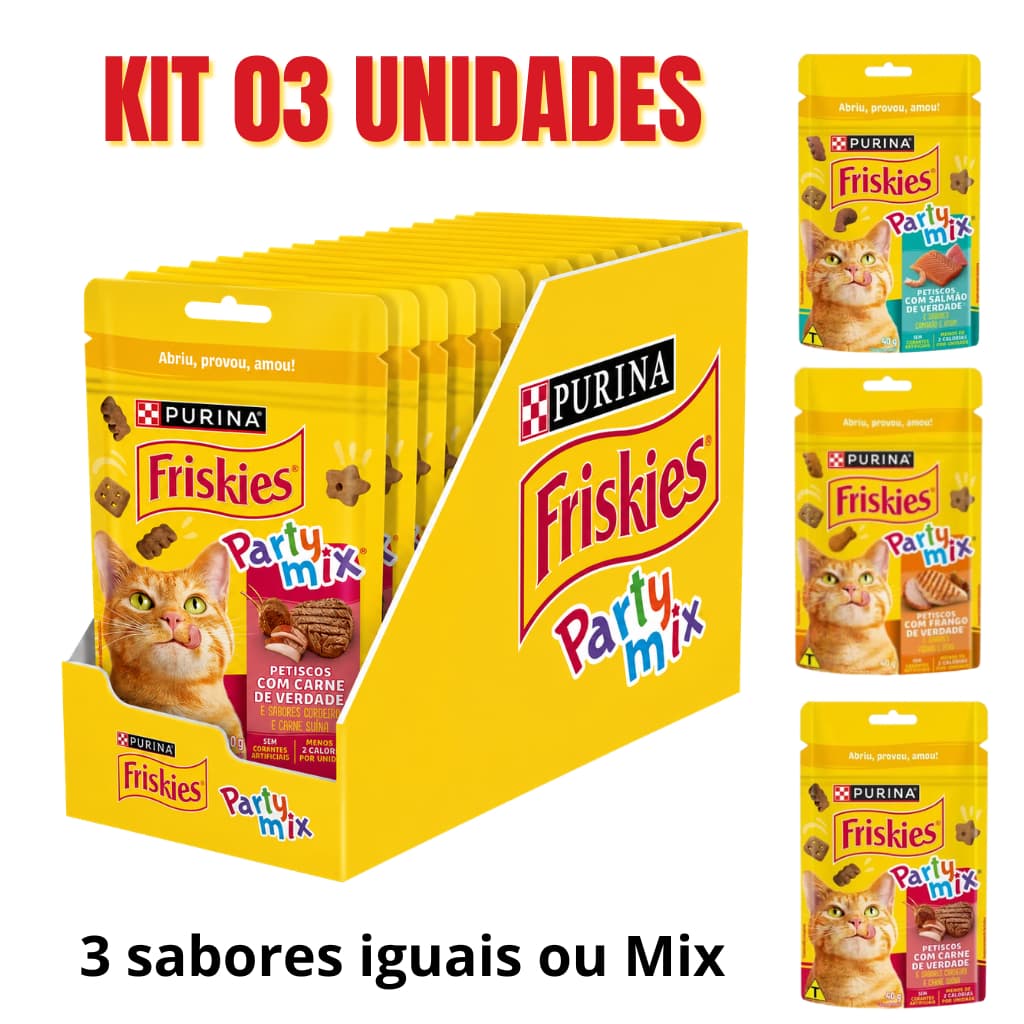 PETISCO GATO PARTY MIX PURINA 40G KIT 03 UN