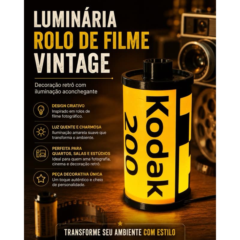 LUMINÁRIA ROLO DE FILME – ESTILO VINTAGE