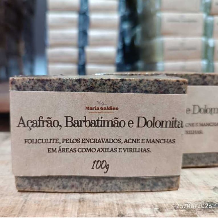 Sabonete de Açafrão ,Dolomita Barbatimão Clareador Foliculite Artesanal