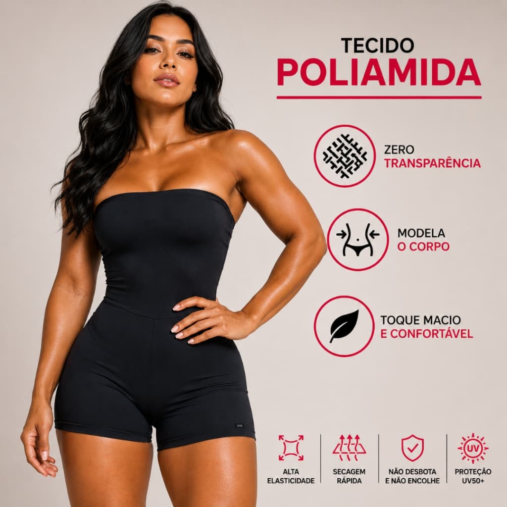 Macaquinho Academia Poliamida Premium Treino Fitness Tomara que Caia