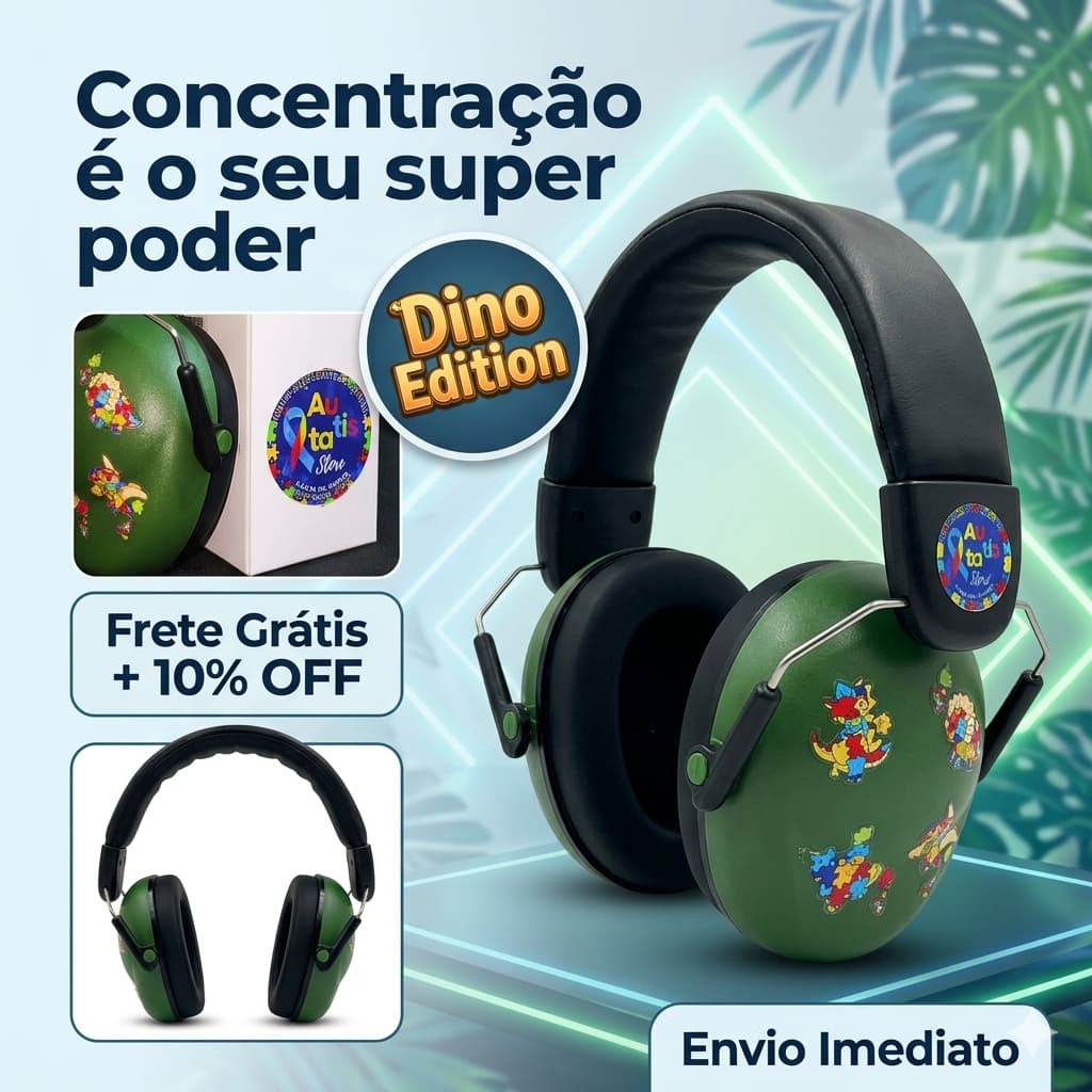 ABAFADOR DE RUIDOS AUTISTA 32Db I Dino I Autista Tea I Protetor Auricular I Confortável