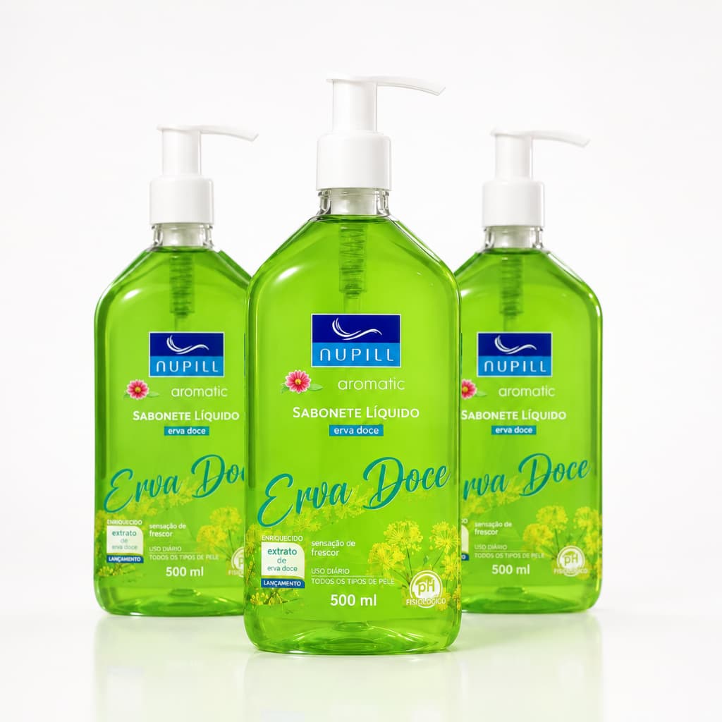 Sabonete Liquido Nupill Erva Doce 500ml Maos e Corpo - Kit com 3