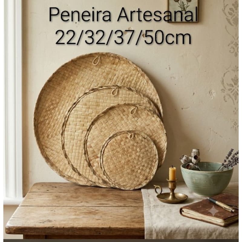 Peneiras de Palha Decorativa Rústica Artesanal 22/32/37/50 Sem Borda Composição de Parede Natural São João Festa Junina