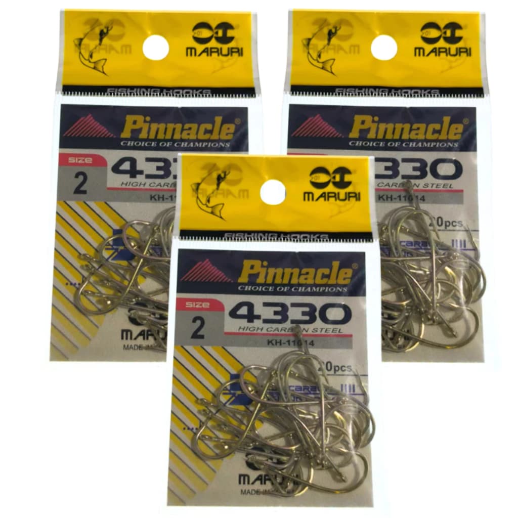 KIT 3 cartela de anzol de pesca maruri pinnacle 4330 N2 - 60 PEÇAS