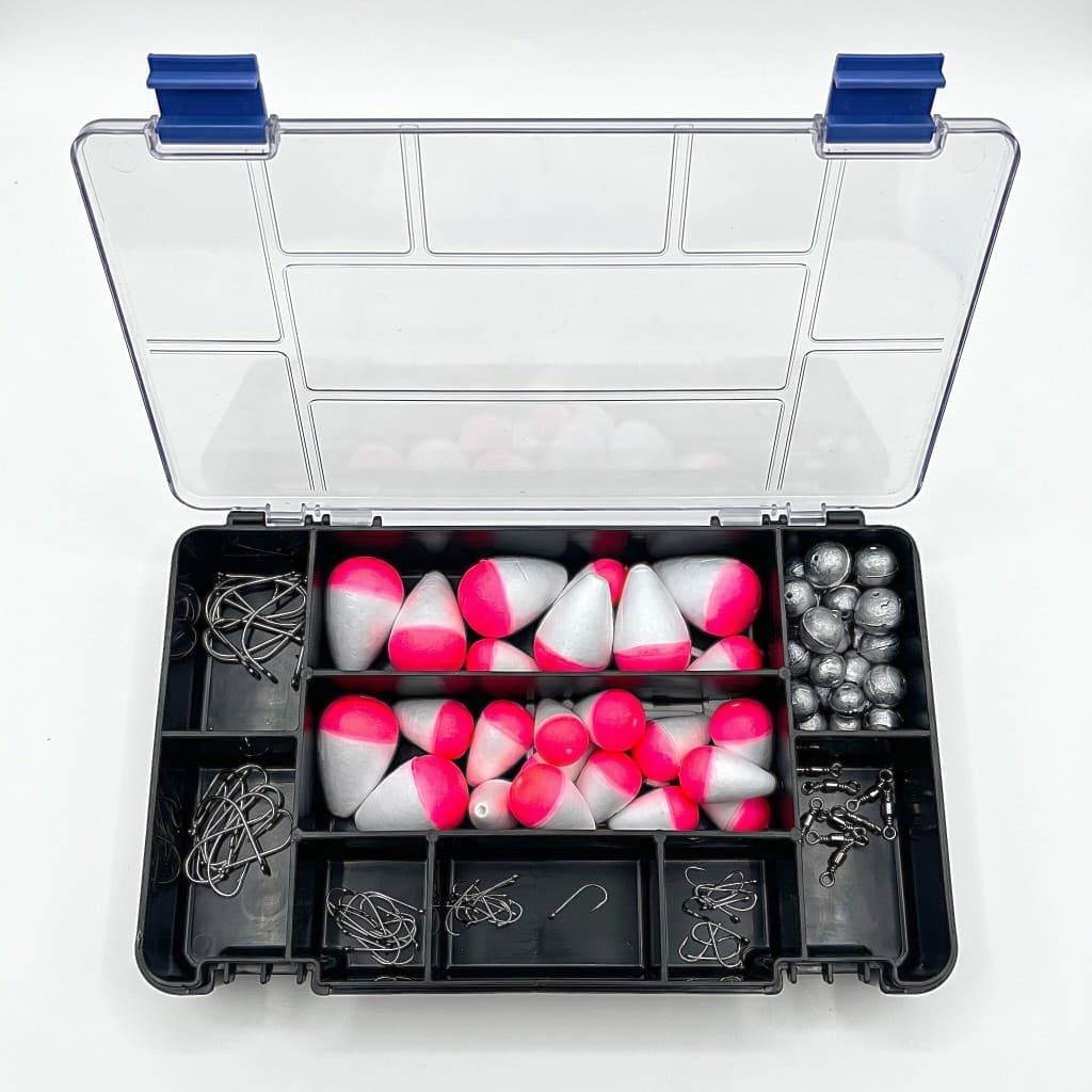 Kit Pesca Completo Acessórios Anzol Marine Sports Chumbada Boia Girador + Estojo Organizador Resistente Premium
