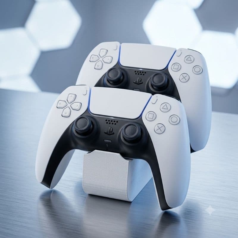 Suporte Duplo para Controle Gamer PS5 PS4 Xbox Series X S One PC Universal Organizador de Mesa Preto Branco