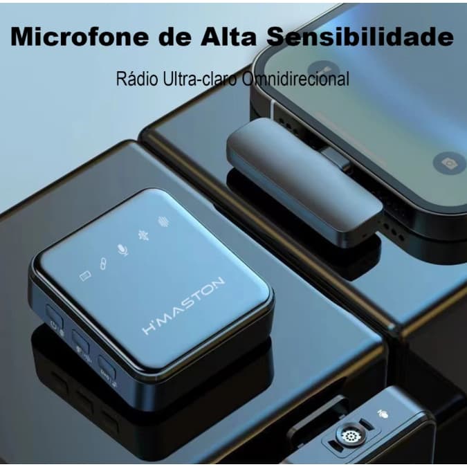 Microfone Sem Fio H'Maston MK12 Duplo Lightning para iPhone Original
