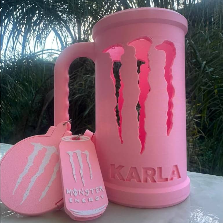 Porta Lata Monster Personalizado com Nome + Chaveiro Abridor + Tampa p/ Lata 473ml Presente Personalizável