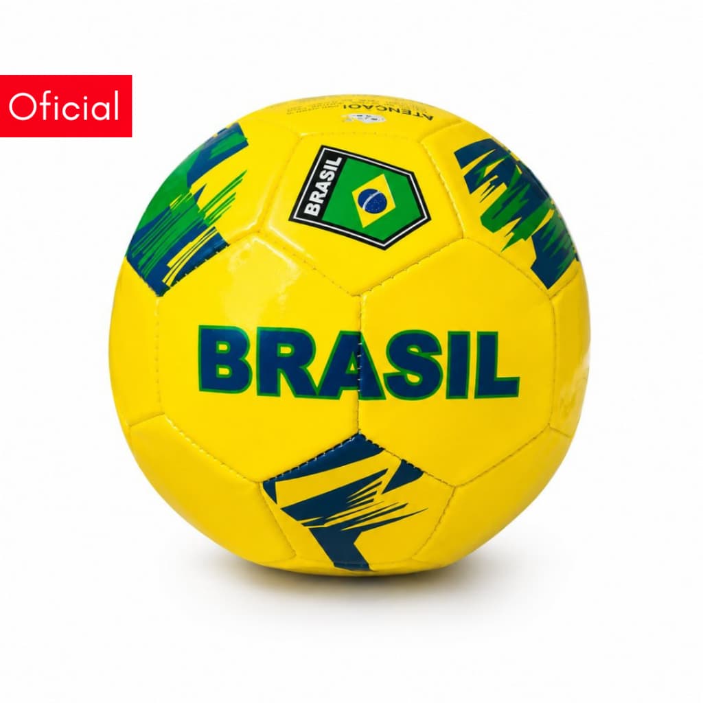 Bola de Futebol Brasil Nº5 Costurada Treino e Recreação Inmetro Amarela