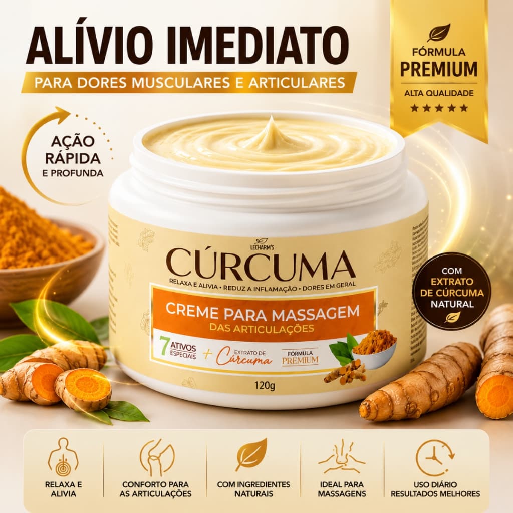 Creme Massageador Cúrcuma 120g Relaxante Corporal Original