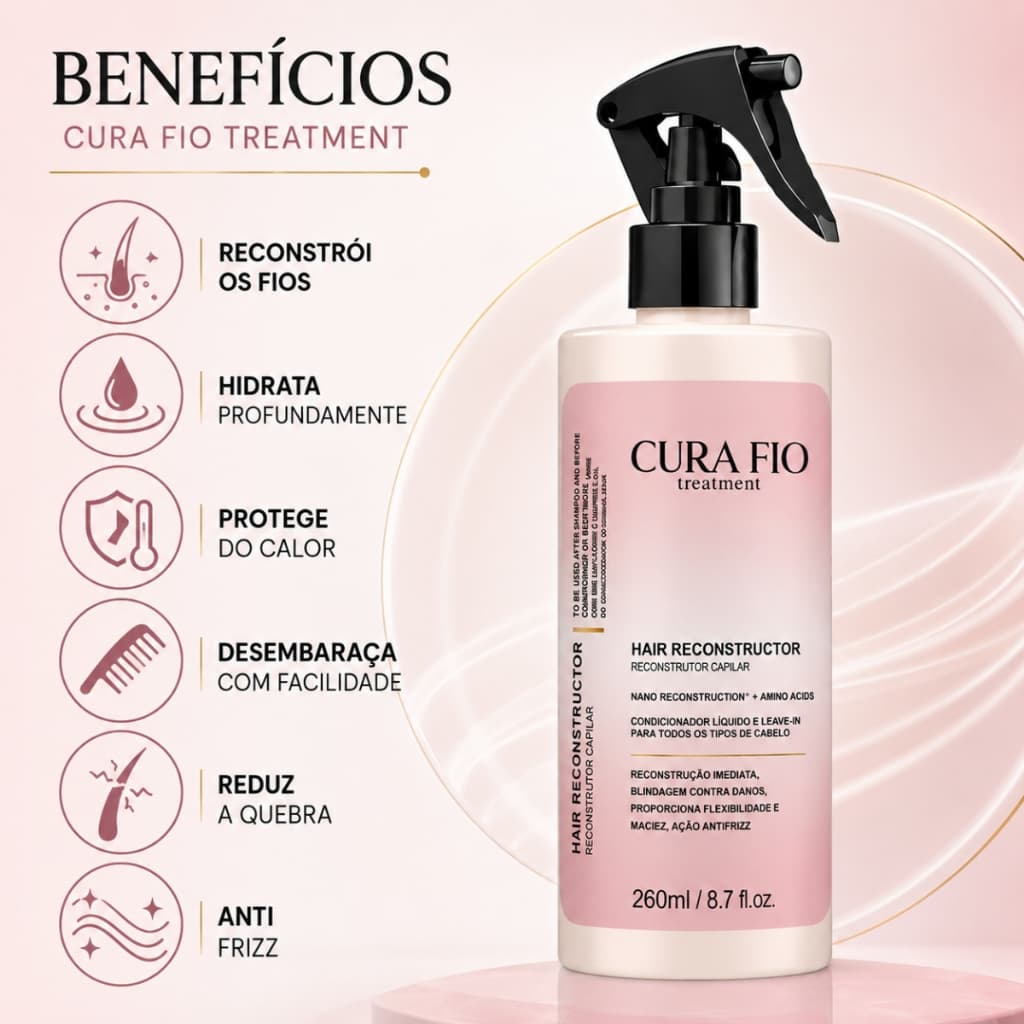 Spray Nano Reconstrutor Uso Obrigatorio Capilar Leave-In Profissional - 260ml