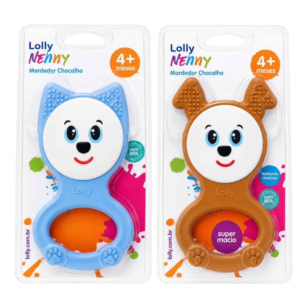 Mordedor Chocalho Bebê Lolly Pet – Alívio para a Dentição com Segurança e Diversão