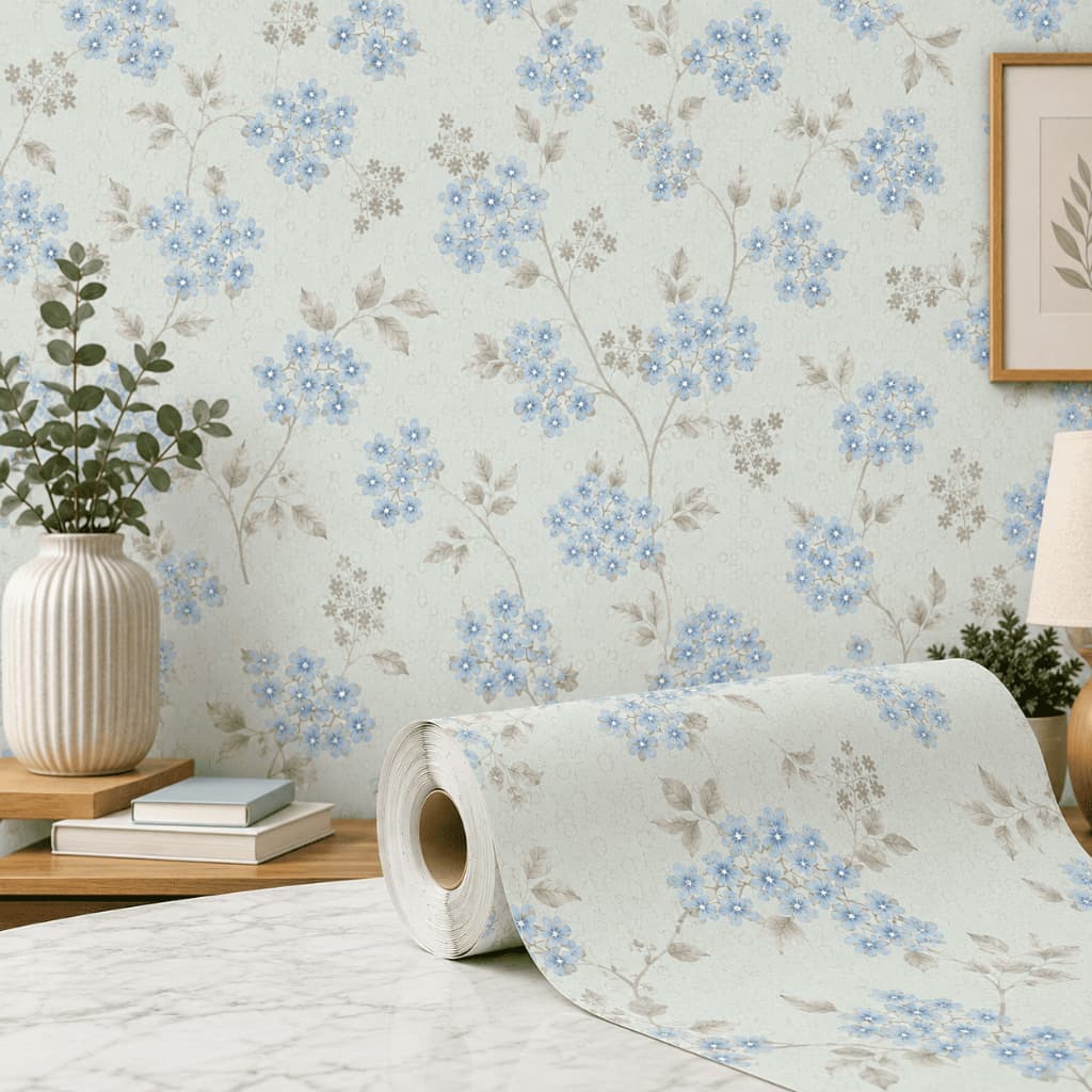 PAPEL DE PAREDE FLORAL 143 LAVAVEL VINILICO IMPERMEAVEL FACIL APLICAÇÃO