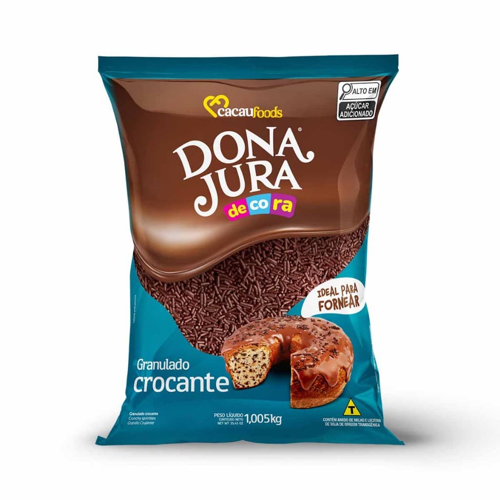 Granulado Crocante Decorativo Bolos Doces Chocolate Bag 1,005kg Dona Jura