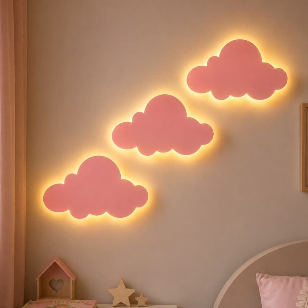 Kit 3 Luminária Nuvem Led kit Decorativo para Quarto Infantil Bebê