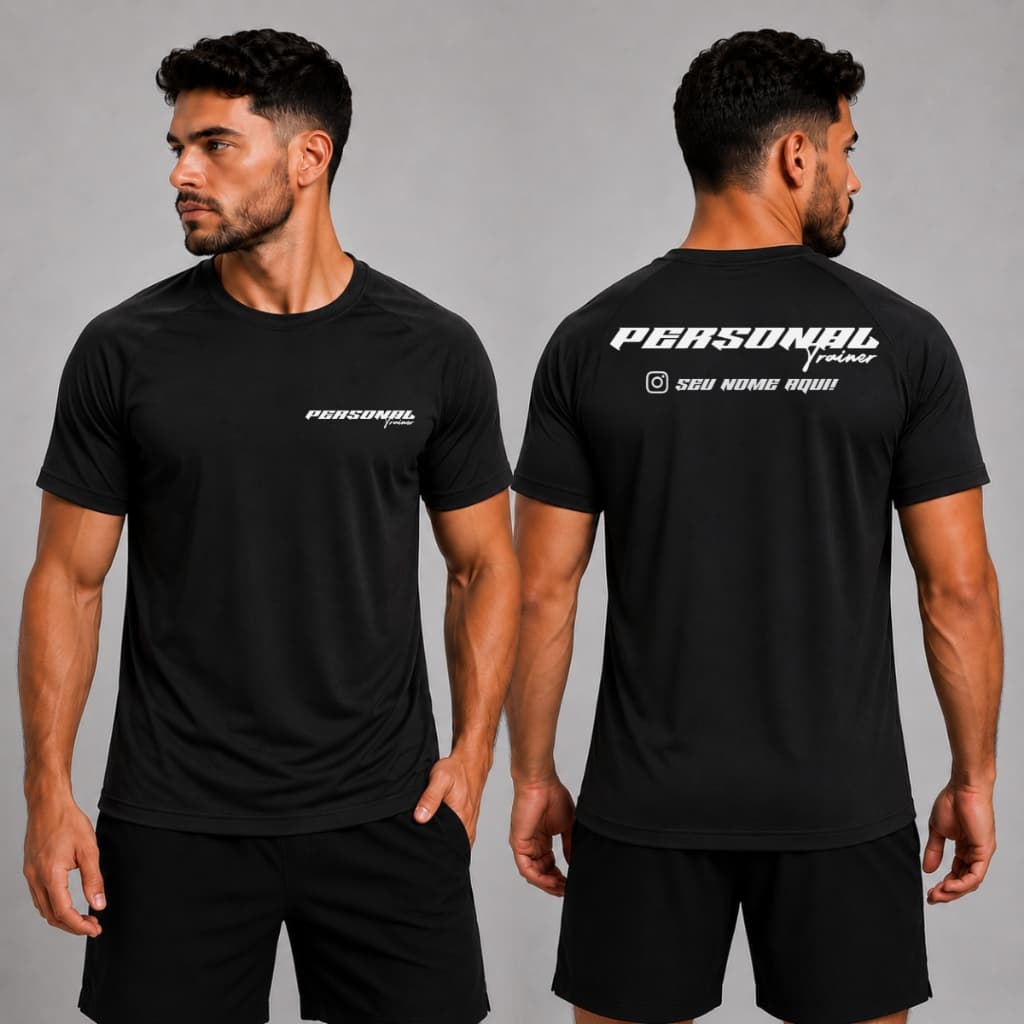 Camiseta Dry Fit Poliamida Malha Fria Uv Tecido Respirável Personal Trainer Seu Nome Personalizada 6