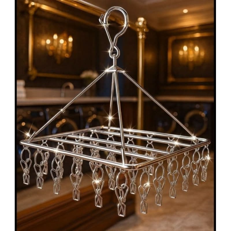 Varal Retrátil Inox 40 Prendedores Dobrável para Roupas Íntimas Meias Bebê Lavanderia Resistente.
