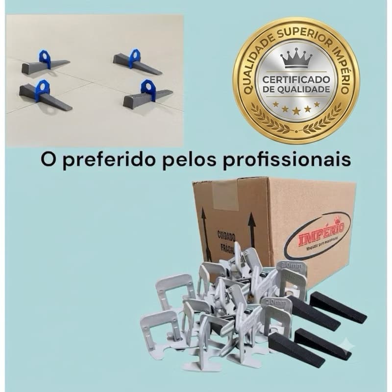 Caixa 1000 Espaçador Nivelador Piso + 120 Cunhas Linha Slim  Junta Nivelamento Espaçador  Porcelanato