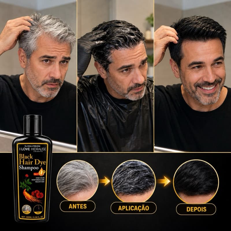 Pigmento, Preto Tonalizante PRO Tintura, escurecedor, na primeira aplicação para cabelos brancos,grisalhos e opacos.