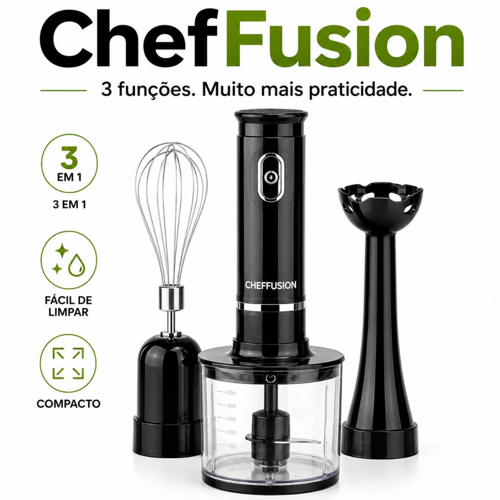Mixer 3 em 1 Startools 127V Processador Triturador Batedor Elétrico de Alimentos ChefFusion