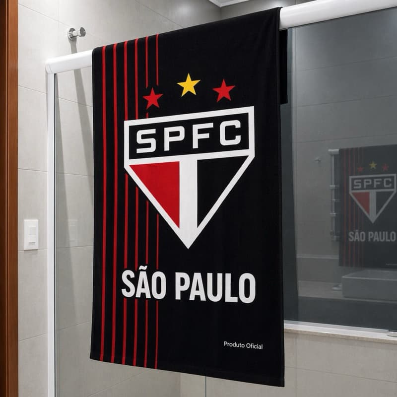 Toalha de Banho São Paulo FC Oficial 70x140 cm 100% Algodão Macia Alta Absorção Presente para Torcedor SPFC