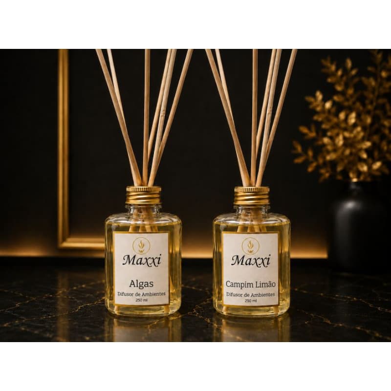 Kit com 2 Difusores de Ambientes no 250 ml cada + 12 varetas.