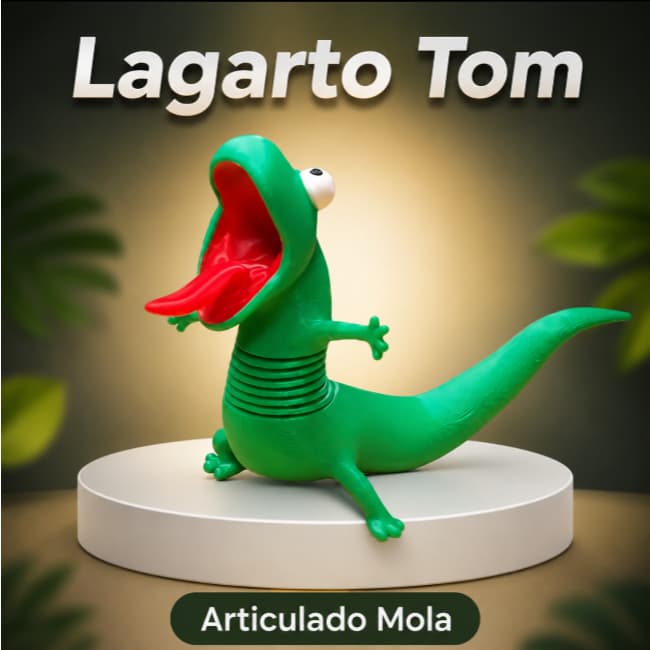 Lagarto Tom Hoppers Articulado com Mola Boneco 3D Engraçado Anti Estresse Fidget Geek Colecionável Presente Criativo