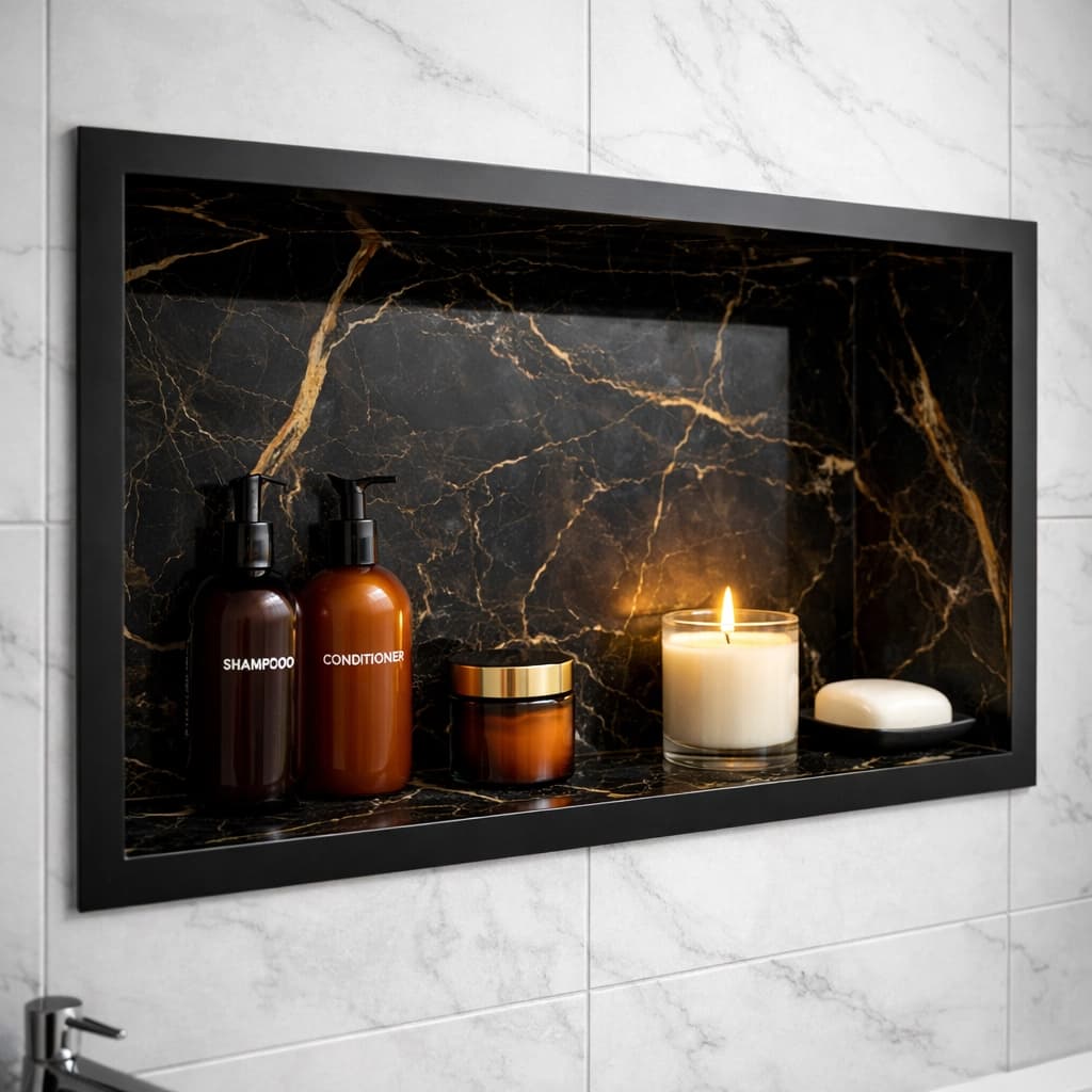 Nicho Porcelanato Calacata Exclusivo 60x30 Embutido Porta Shampoo Banheiro Lavabo Premium