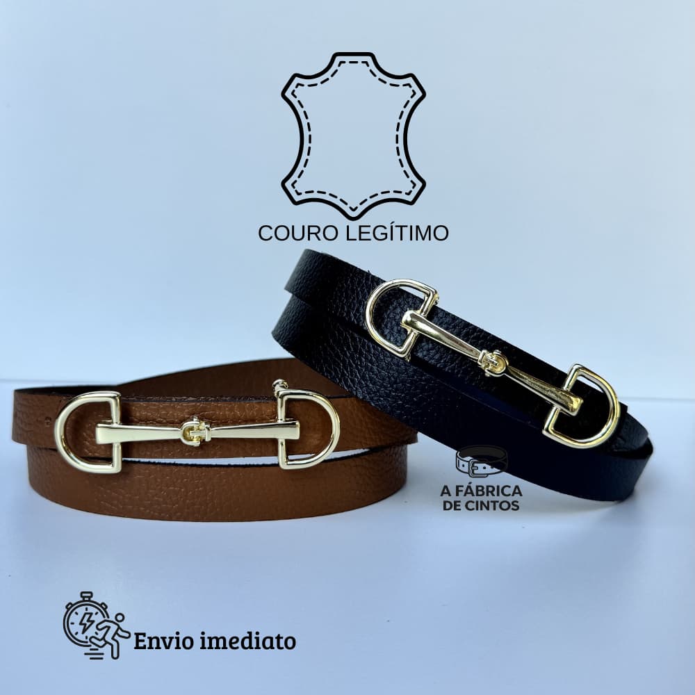 Cinto feminino COURO LEGÍTIMO bridão largura 2cm
