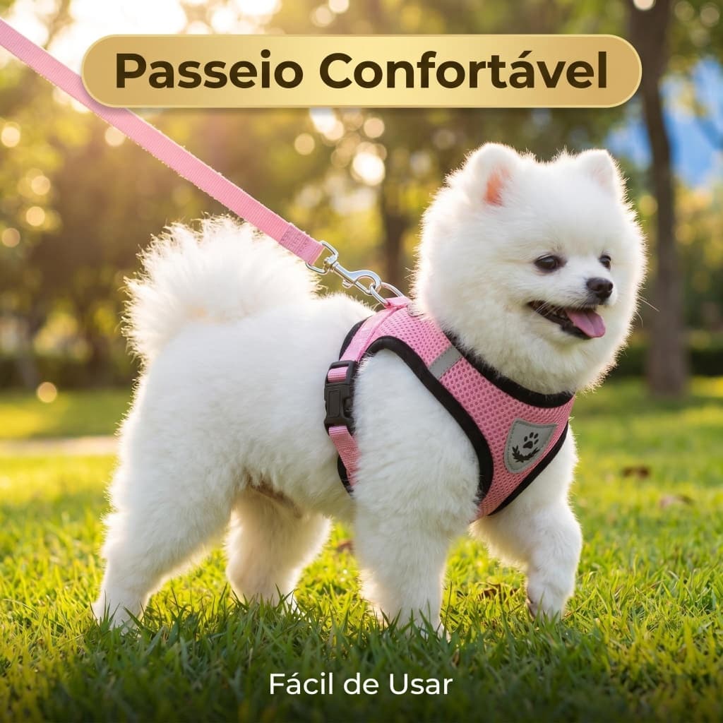 Kit Peitoral + Guia para Cachorro Passeio Diário Facilitado