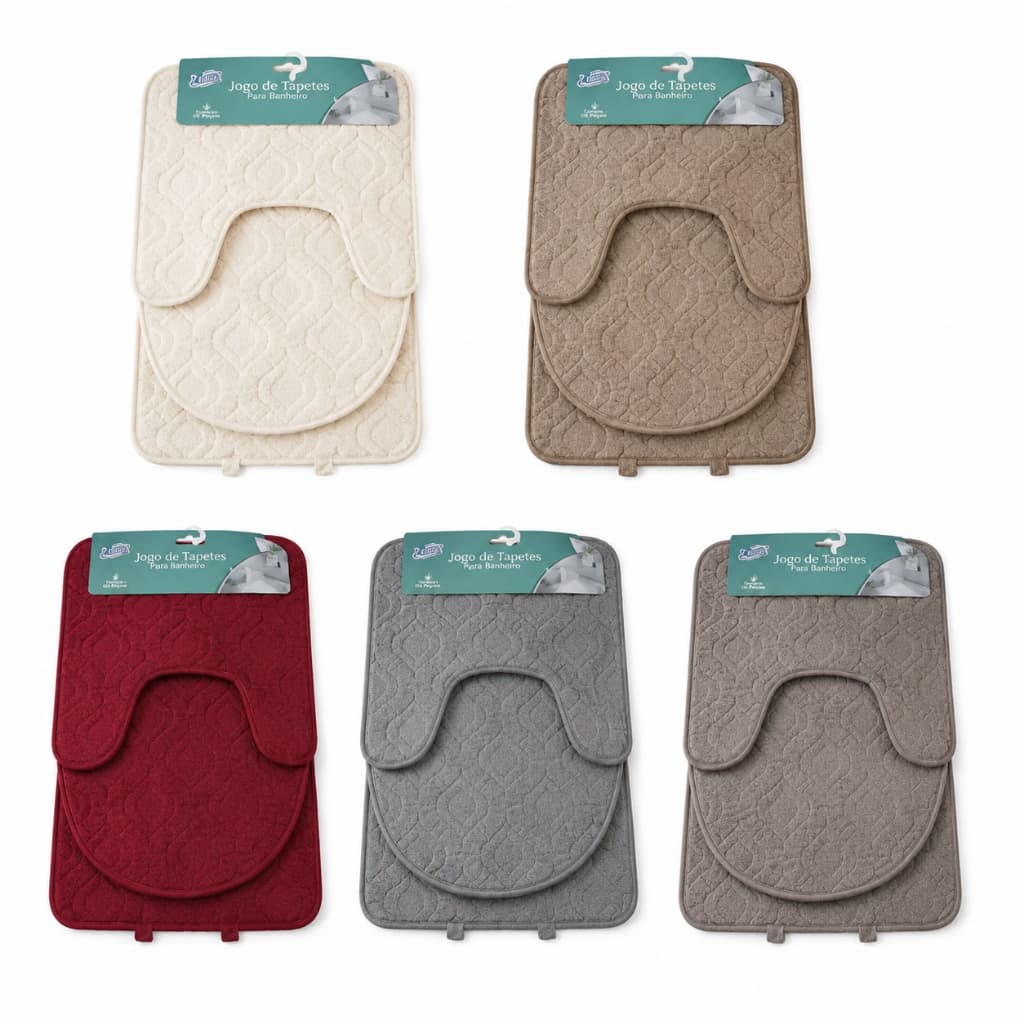 Jogo Tapete Banheiro 3 Peças Antiderrapante Absorvente Macio Soft Secagem Rápida
