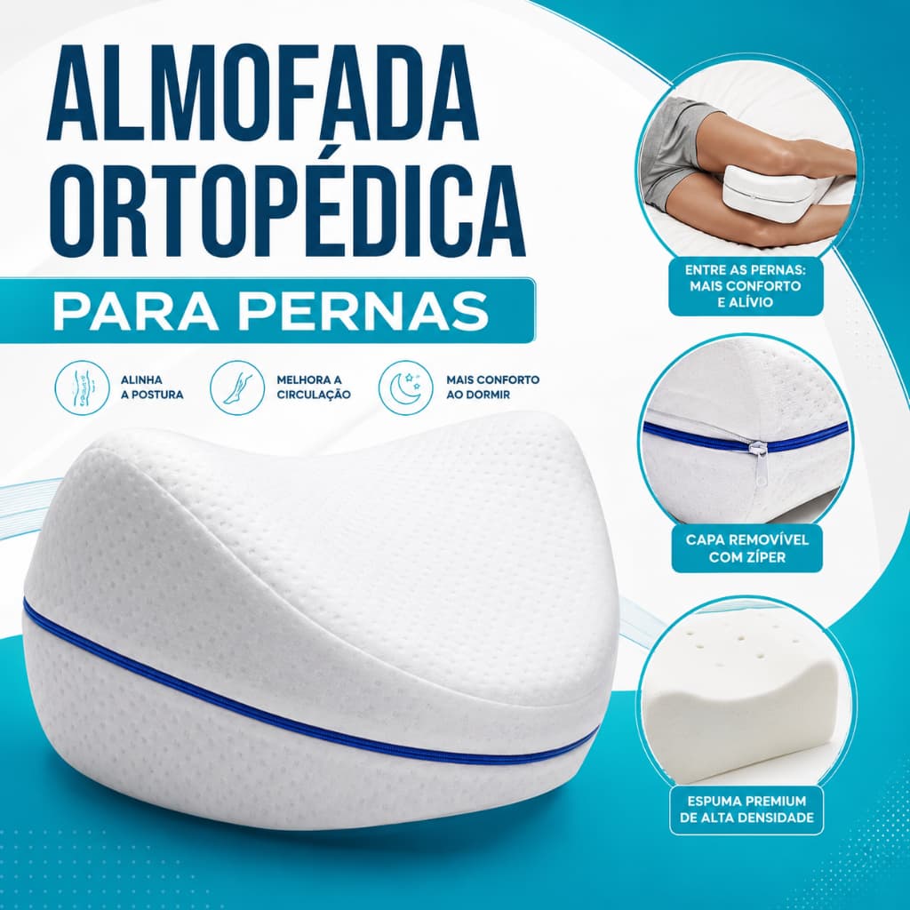 Travesseiro Almofada Ortopédico Apoio Postura Joelhos Pernas Pescoço Sono Confortável Egonômico