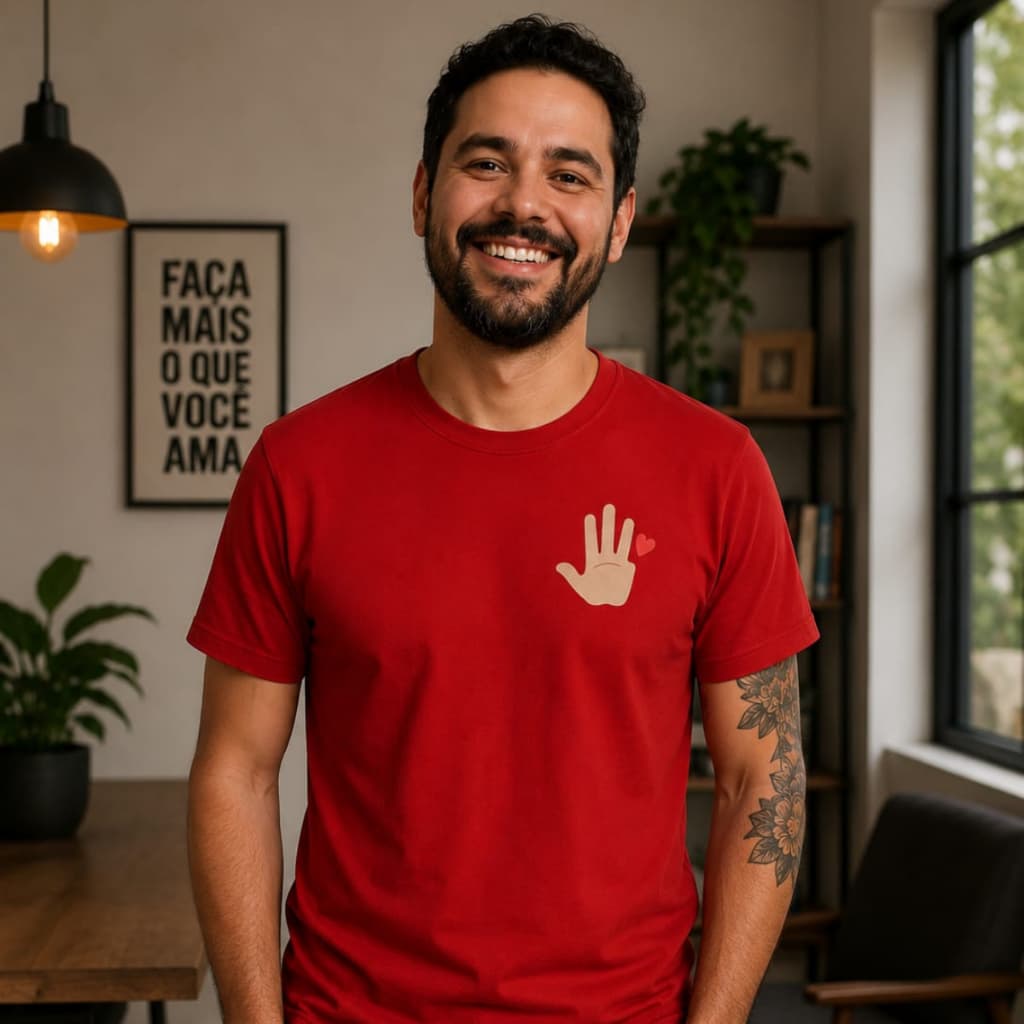 Camiseta vermelha Lula Masculina Feminina Mãozinha meme zuera + Chaveiro Pt